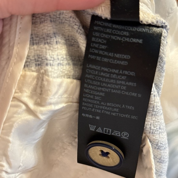 By Anthropologie • The Essential Slim Striped Blue Daisy High Rise Sz 0 Tapered - Picture 12 of 13